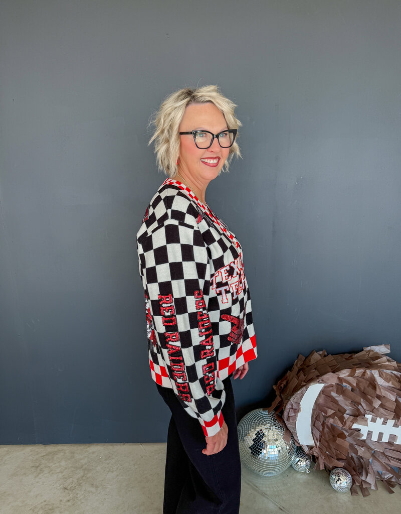 J.HOFFMAN'S Queen of Sparkles Checkered Icons Cardi