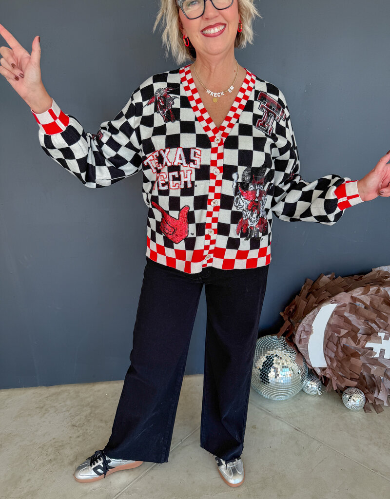 J.HOFFMAN'S Queen of Sparkles Checkered Icons Cardi