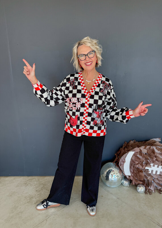 J.HOFFMAN'S Queen of Sparkles Checkered Icons Cardi