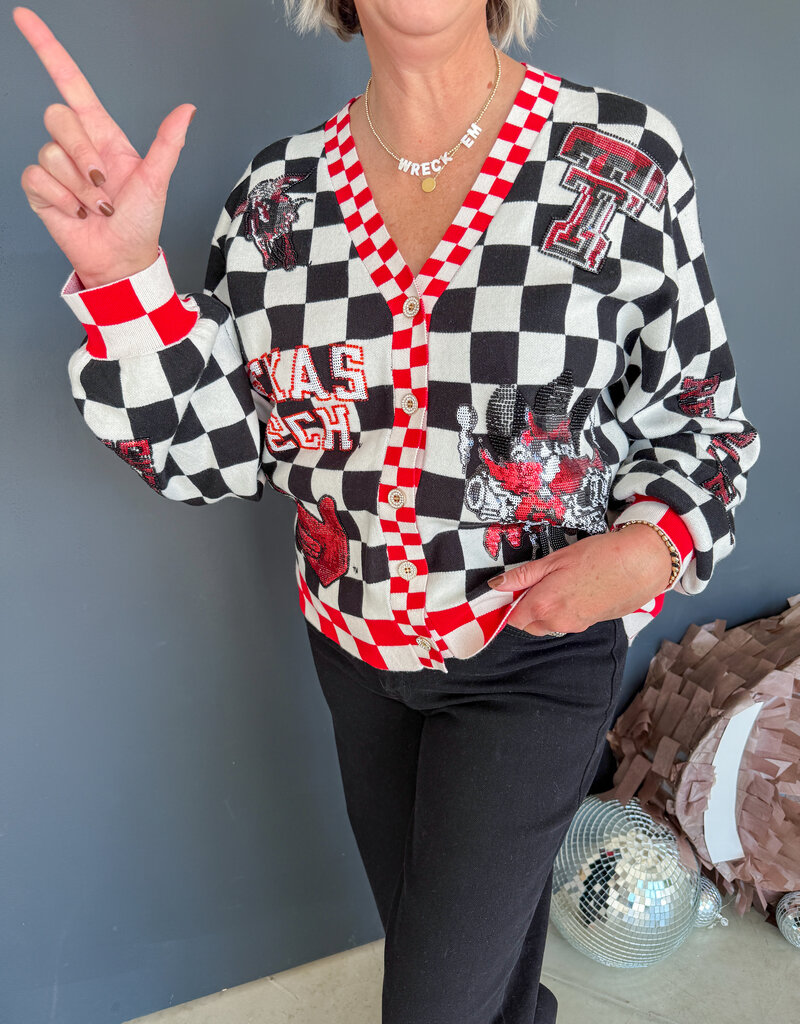 J.HOFFMAN'S Queen of Sparkles Checkered Icons Cardi