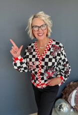 J.HOFFMAN'S Queen of Sparkles Checkered Icons Cardi