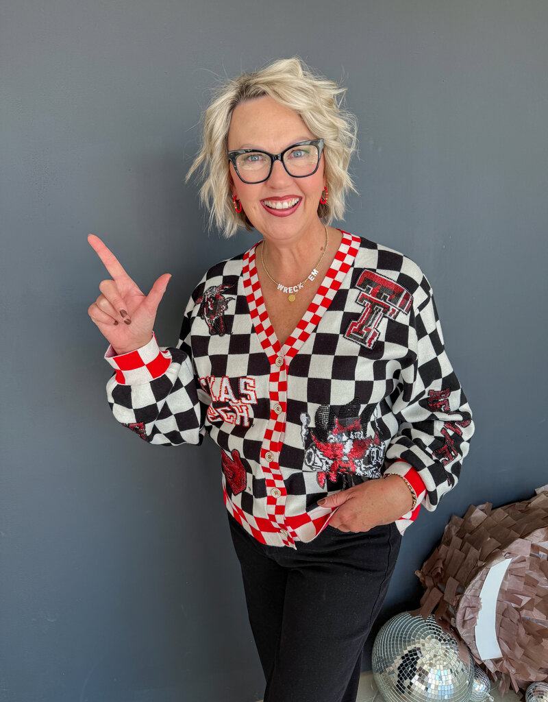 J.HOFFMAN'S Queen of Sparkles Checkered Icons Cardi