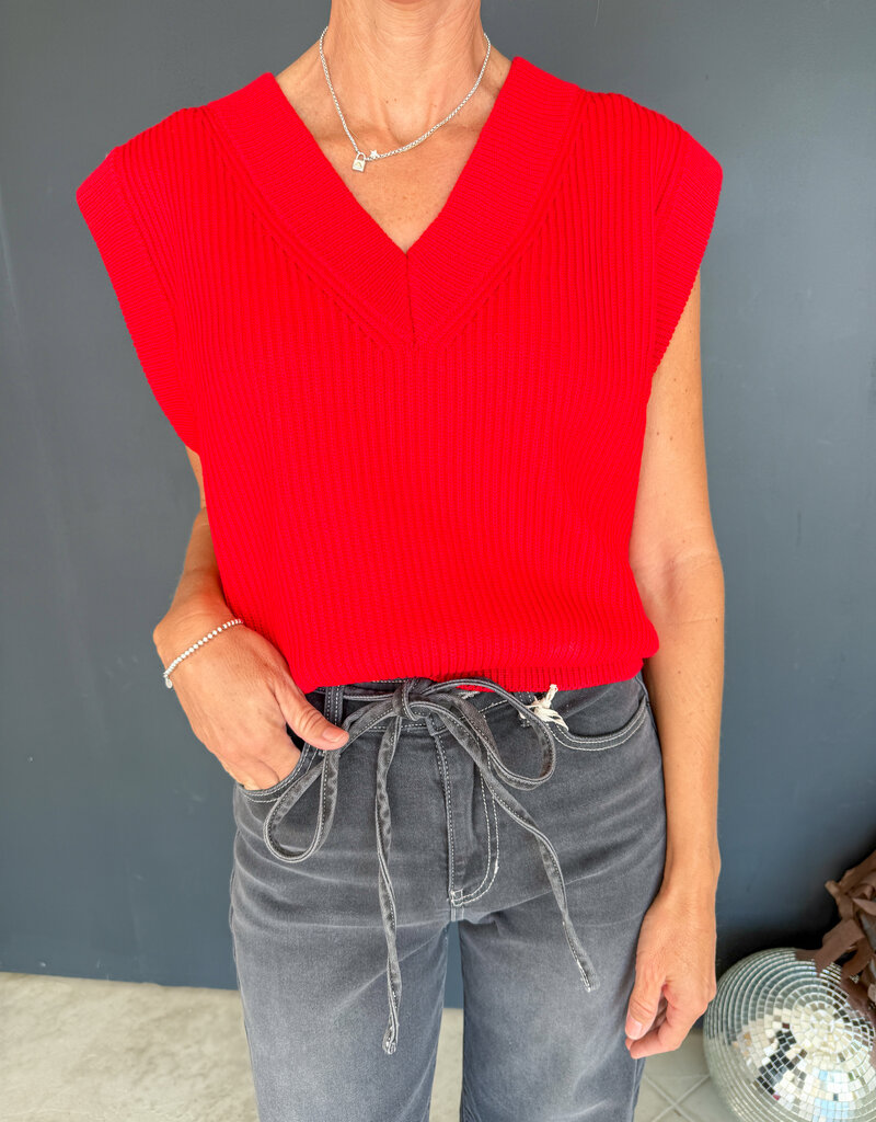 J.HOFFMAN'S Vermilion Sweater Vest- Red