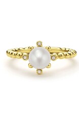 LAGOS Luna 18K Gold Fleur Pearl Diamond Ring