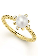 LAGOS Luna 18K Gold Fleur Pearl Diamond Ring