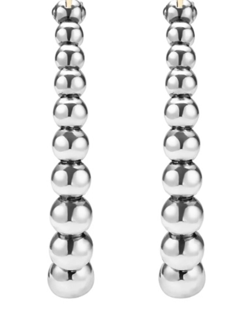 LAGOS Caviar Bubbly Silver Oval Beaded Hoop Earrings
