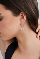 LAGOS Caviar Bubbly Silver Oval Beaded Hoop Earrings