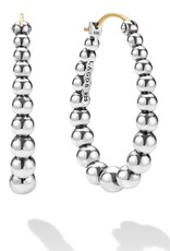 LAGOS Caviar Bubbly Silver Oval Beaded Hoop Earrings