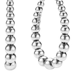 LAGOS Caviar Bubbly Silver Oval Beaded Hoop Earrings