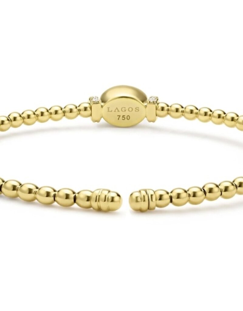 LAGOS Caviar Gold 18K Gold and Rhodolite Garnet Caviar Beaded Diamond Cuff Bracelet