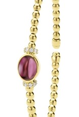 LAGOS Caviar Gold 18K Gold and Rhodolite Garnet Caviar Beaded Diamond Cuff Bracelet