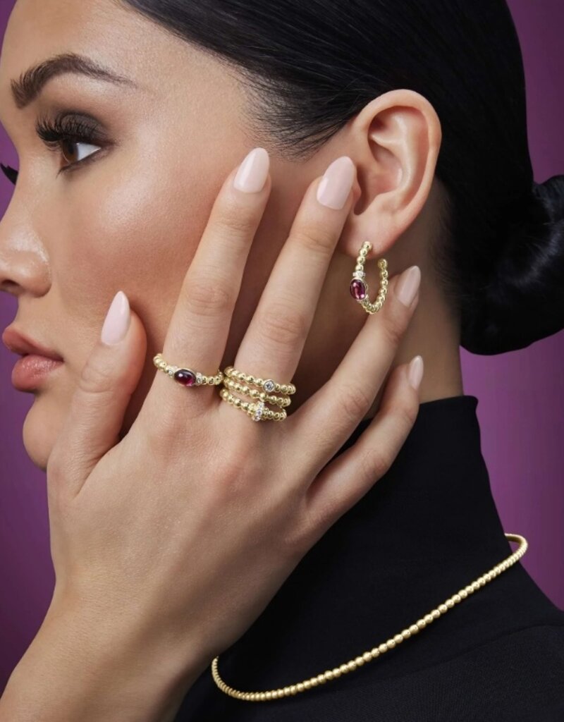 LAGOS 18K Gold Caviar Beaded Diamond Rondelle Stacking Ring