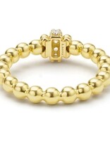 LAGOS 18K Gold Caviar Beaded Diamond Rondelle Stacking Ring