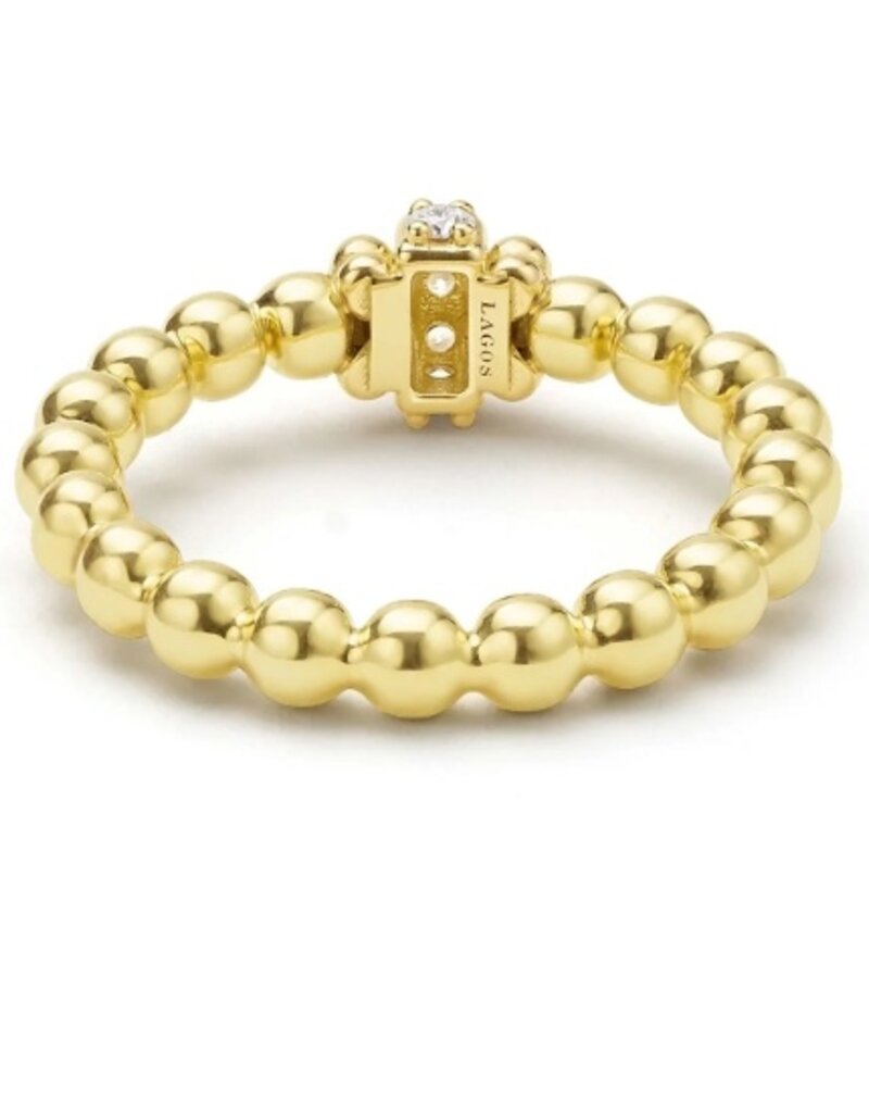 LAGOS 18K Gold Caviar Beaded Diamond Rondelle Stacking Ring