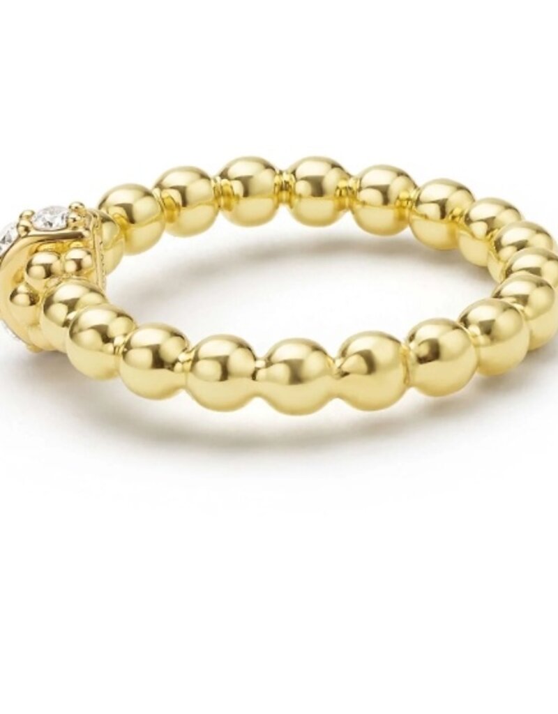 LAGOS 18K Gold Caviar Beaded Diamond Rondelle Stacking Ring