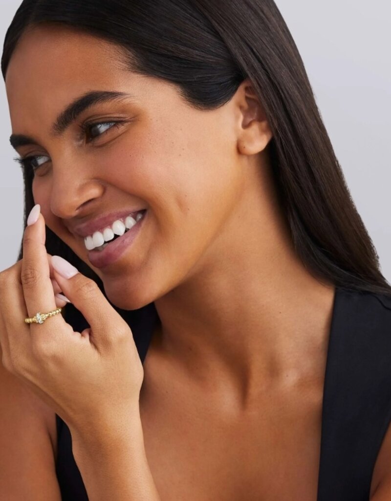 LAGOS 18K Gold Caviar Beaded Diamond Rondelle Stacking Ring