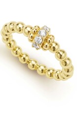 LAGOS 18K Gold Caviar Beaded Diamond Rondelle Stacking Ring