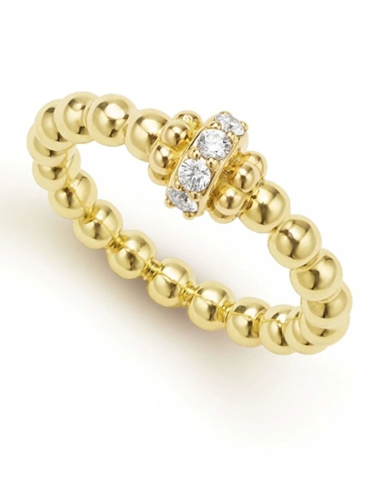 LAGOS 18K Gold Caviar Beaded Diamond Rondelle Stacking Ring