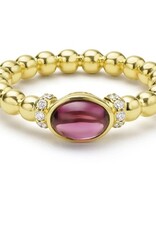 LAGOS 18K Gold and Rhodolite Garnet Caviar Beaded Diamond Ring