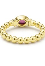 LAGOS 18K Gold and Rhodolite Garnet Caviar Beaded Diamond Ring