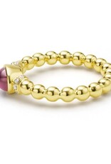 LAGOS 18K Gold and Rhodolite Garnet Caviar Beaded Diamond Ring