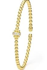 LAGOS 18K Gold Caviar Beaded Diamond Rondelle Cuff Bracelet | 3mm