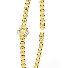 LAGOS 18K Gold Caviar Beaded Diamond Rondelle Cuff Bracelet | 3mm