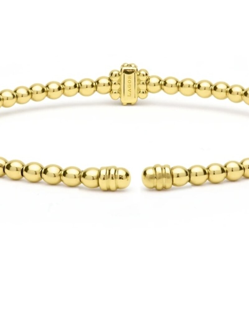 LAGOS 18K Gold Caviar Beaded Diamond Rondelle Cuff Bracelet | 3mm