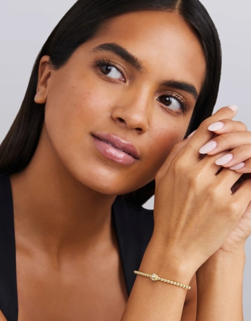 LAGOS 18K Gold Caviar Beaded Diamond Rondelle Cuff Bracelet | 3mm