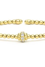 LAGOS 18K Gold Caviar Beaded Diamond Rondelle Cuff Bracelet | 3mm