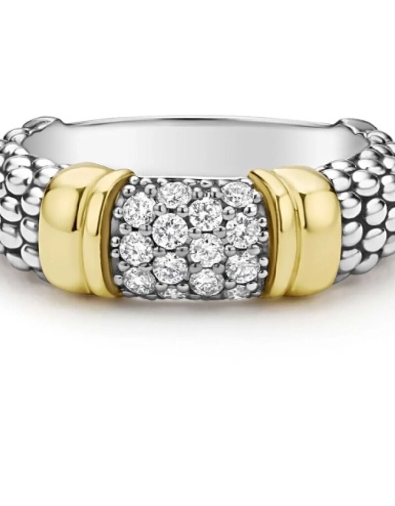 LAGOS Signature Caviar Two-Tone Caviar Diamond Ring | 6mm