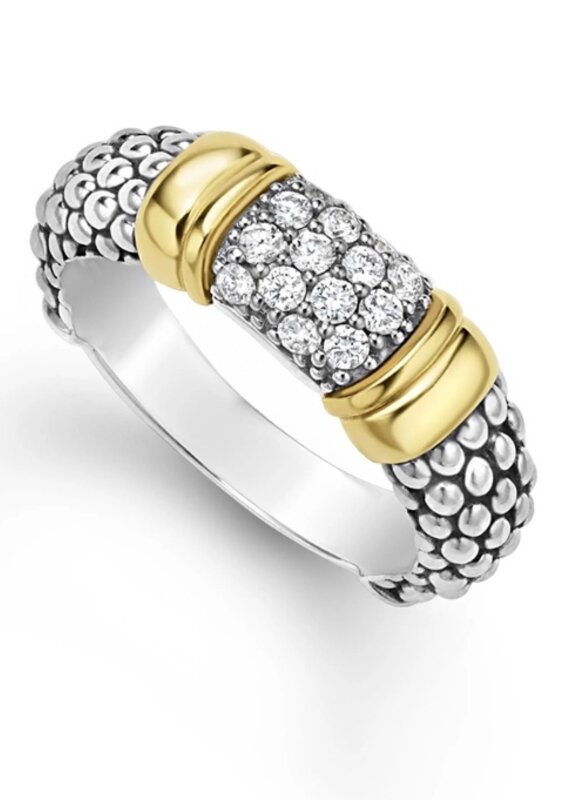 LAGOS Signature Caviar Two-Tone Caviar Diamond Ring | 6mm