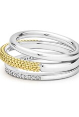 LAGOS Caviar Lux Two-Tone Three Row Diamond Ring