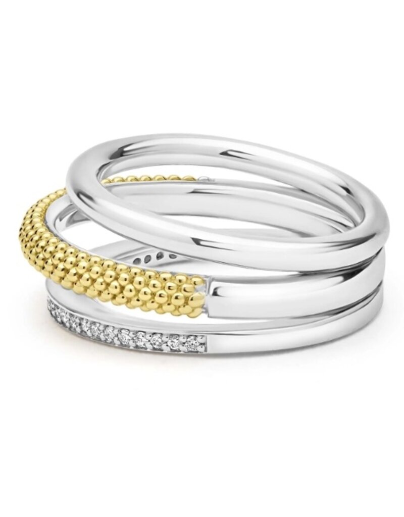 LAGOS Caviar Lux Two-Tone Three Row Diamond Ring