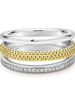 LAGOS Caviar Lux Two-Tone Three Row Diamond Ring