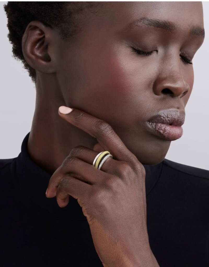 LAGOS Caviar Lux Two-Tone Three Row Diamond Ring