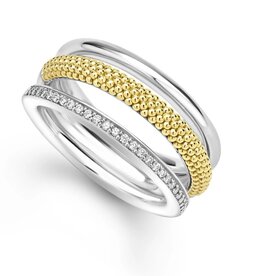 LAGOS Caviar Lux Two-Tone Three Row Diamond Ring