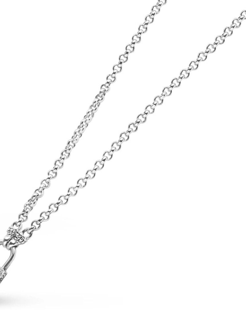 LAGOS Signature Caviar The Drop Two-Tone Lock Diamond Pendant Necklace