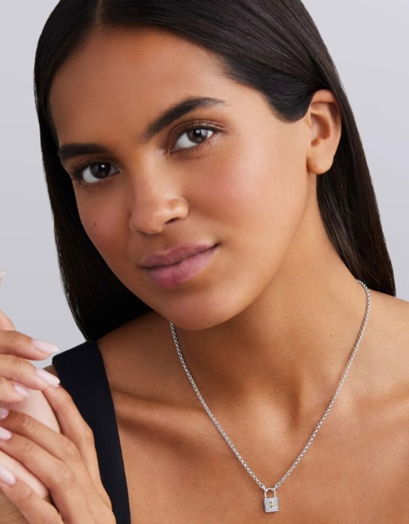 LAGOS Signature Caviar The Drop Two-Tone Lock Diamond Pendant Necklace