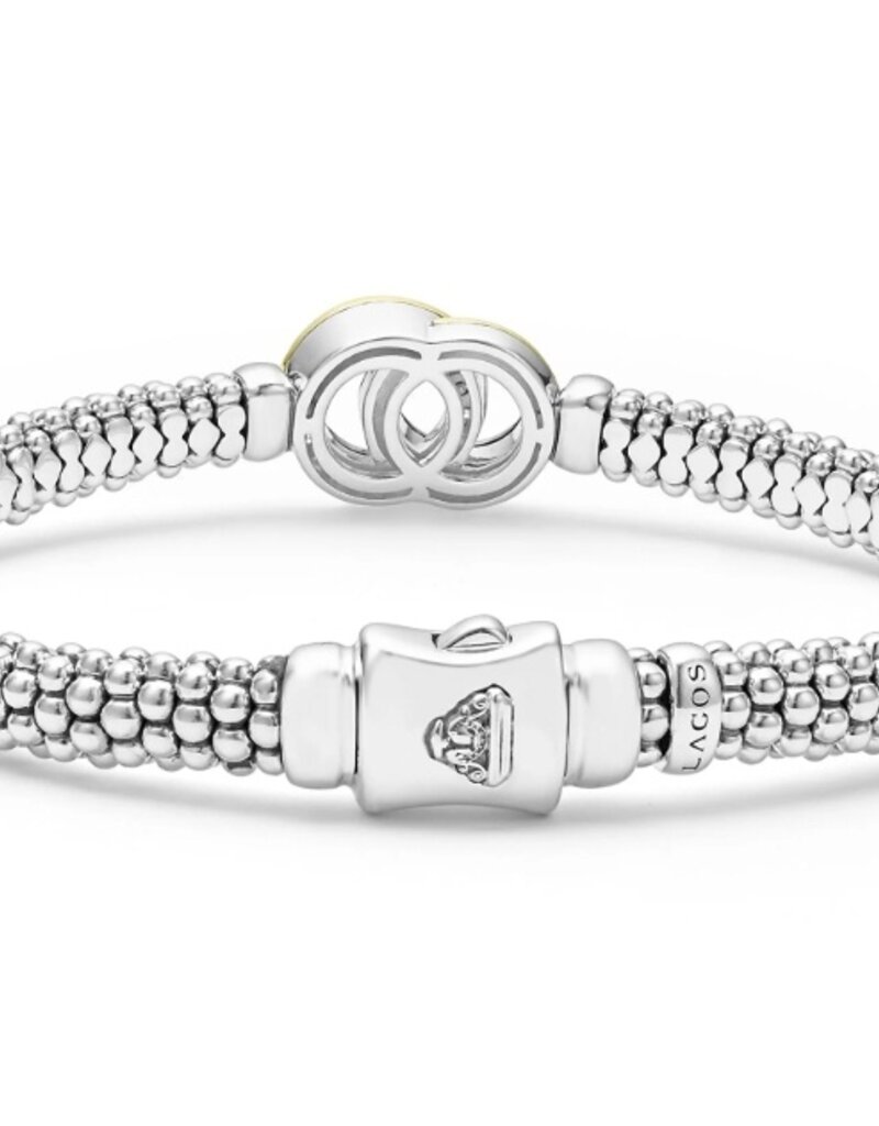LAGOS Signature Caviar Diamond Two-Tone Interlocking Caviar 6mm Bracelet