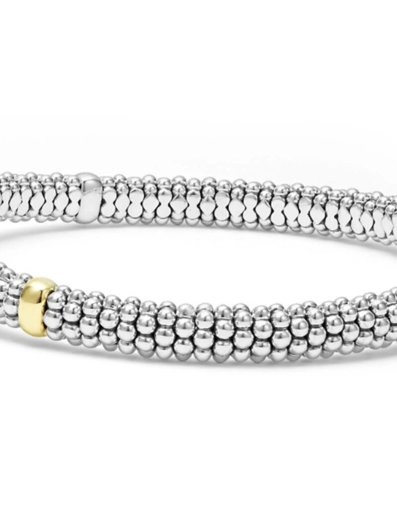 LAGOS Signature Caviar Diamond Two-Tone Interlocking Caviar 6mm Bracelet
