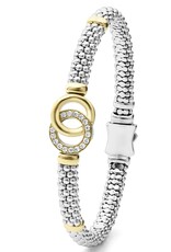 LAGOS Signature Caviar Diamond Two-Tone Interlocking Caviar 6mm Bracelet