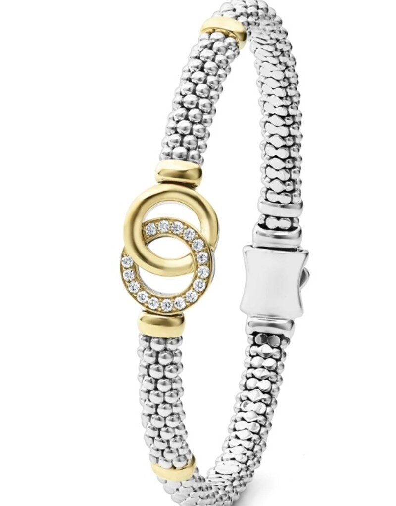 LAGOS Signature Caviar Diamond Two-Tone Interlocking Caviar 6mm Bracelet