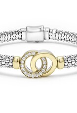 LAGOS Signature Caviar Diamond Two-Tone Interlocking Caviar 6mm Bracelet