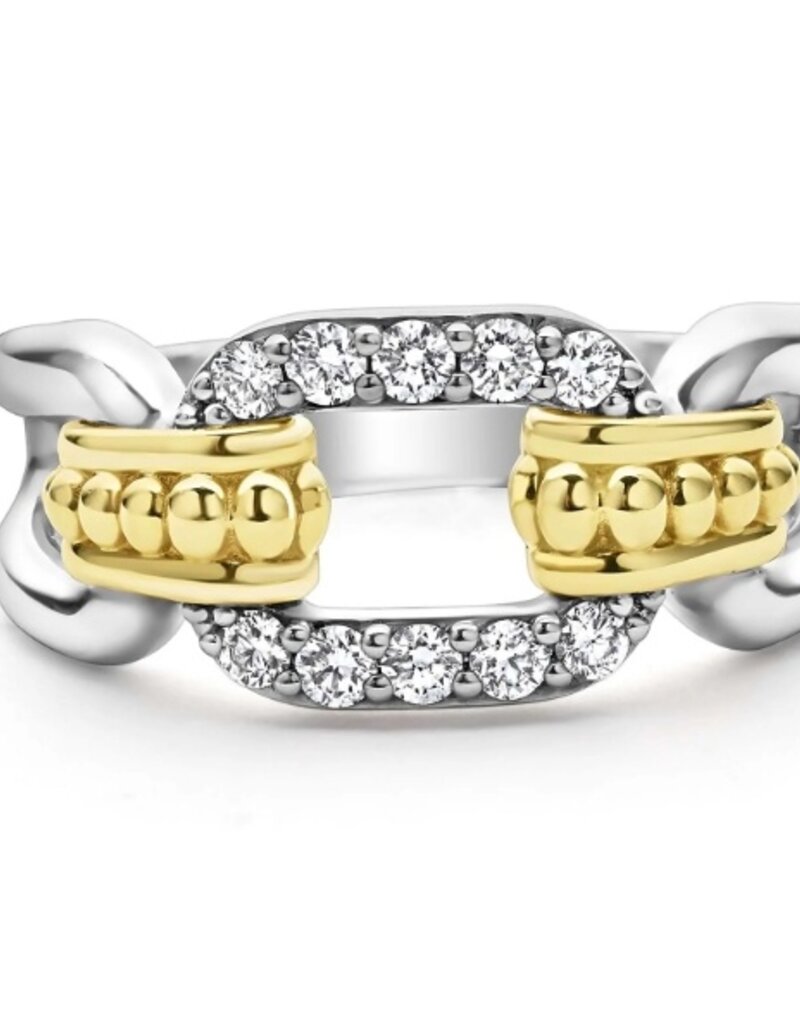 LAGOS Signature Caviar Two-Tone Link Diamond Ring