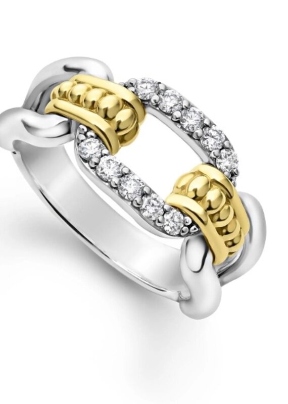 LAGOS Signature Caviar Two-Tone Link Diamond Ring