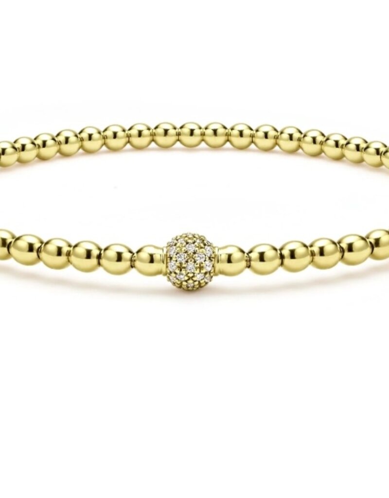 LAGOS Caviar Gold 18K Gold and Diamond Bead Bracelet | 3mm