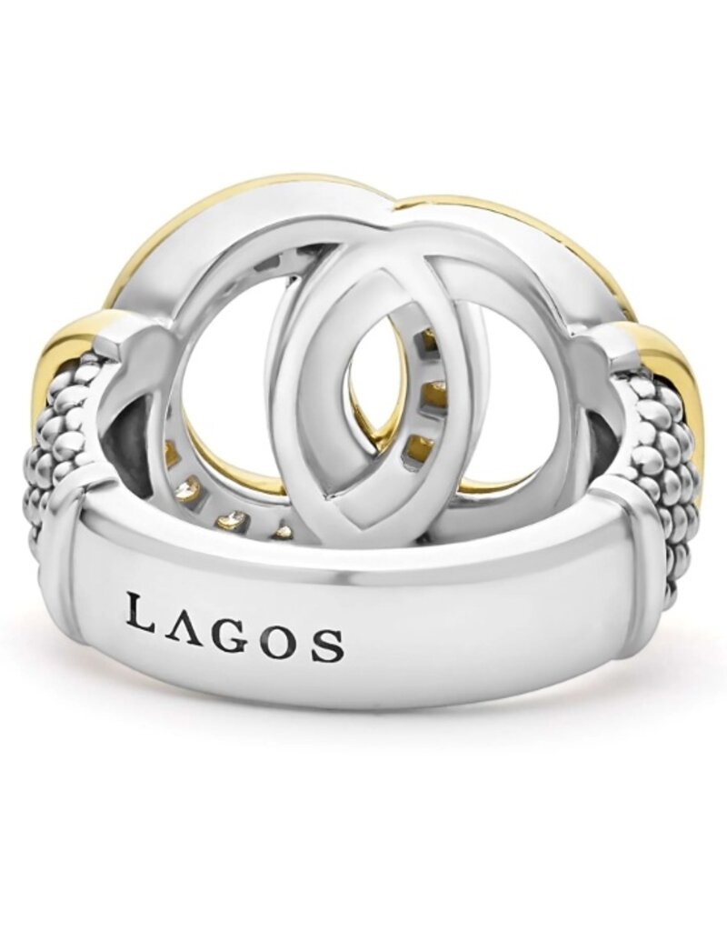 LAGOS Signature Caviar Two-Tone Interlocking Diamond Statement Ring