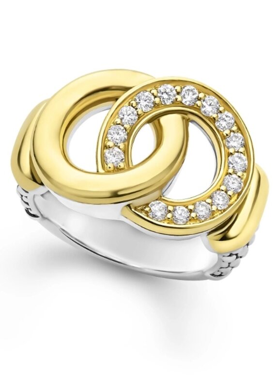 LAGOS Signature Caviar Two-Tone Interlocking Diamond Statement Ring