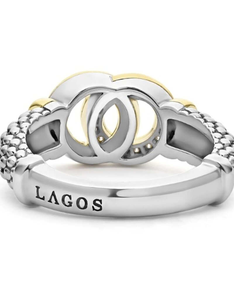 LAGOS Signature Caviar Two-Tone Interlocking Diamond Ring